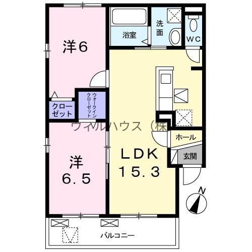 サンヴァリエⅡ(2LDK/1階)の間取り写真