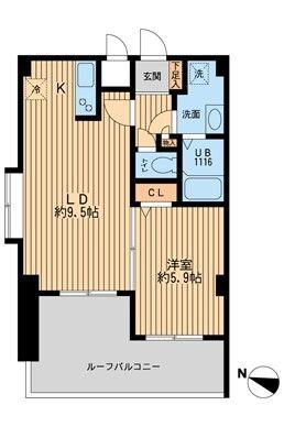 メゾン西馬込(1LDK/5階)の間取り写真