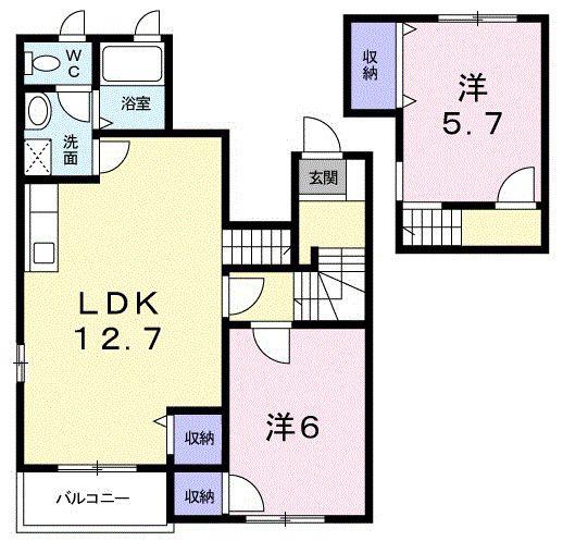 メゾン花水木(2LDK/2階)の間取り写真