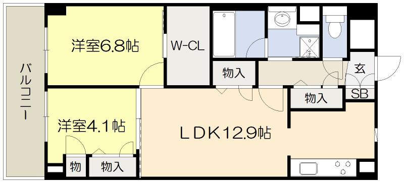 フローラル桃山台(2LDK/2階)の間取り写真