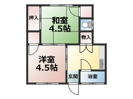 竹本アパート 2階 東(2K/2階)の間取り写真