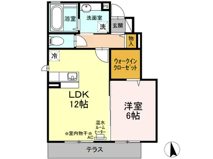 メルヴェーユキャトルセゾンC棟(1LDK/1階)の間取り写真