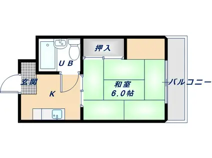 八戸ノ里グリーンハイツ(1K/4階)の間取り写真