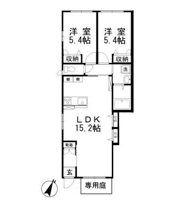 LE SOLEIL(2LDK/1階)の間取り写真