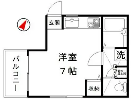 エムフラッツ(ワンルーム/2階)の間取り写真