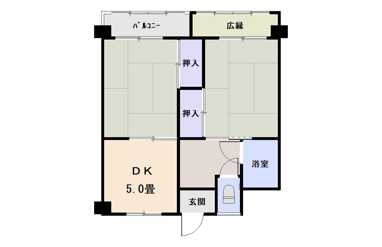 伊予鉄古町ビル(2DK/4階)の間取り写真