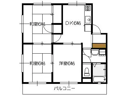 サコマンション(3DK/2階)の間取り写真