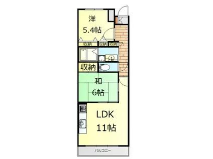 箱根東山館(2LDK/2階)の間取り写真