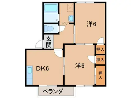 コスモ・スペース11 AB(2DK/2階)の間取り写真
