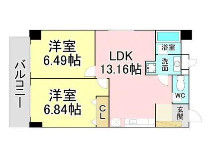 タカフジ・アパートメント(2LDK/11階)の間取り写真