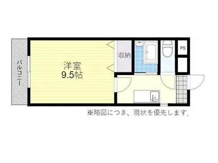 メイプル北中(1K/3階)の間取り写真