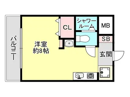 山田ハイツII豊新(ワンルーム/1階)の間取り写真