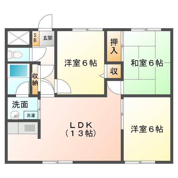 サンパレス(3LDK/2階)の間取り写真