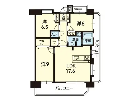 エイルマンション熊本駅東マークウエスト 1510号(3LDK/15階)の間取り写真