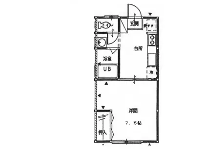 コーポエンジェル(1K/1階)の間取り写真