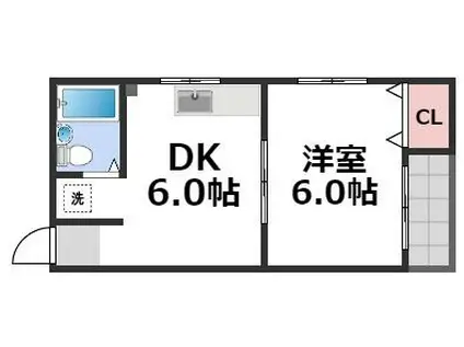 カーム敷津(1DK/4階)の間取り写真