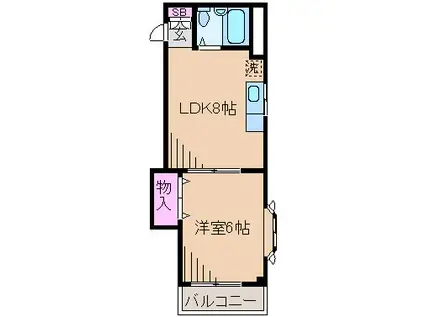 田辺マンション(1LDK/3階)の間取り写真