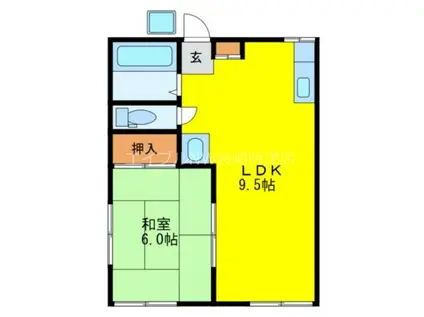 岡村アパート(1LDK/1階)の間取り写真