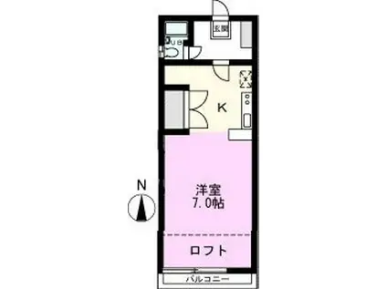 浅井コーポB(ワンルーム/2階)の間取り写真