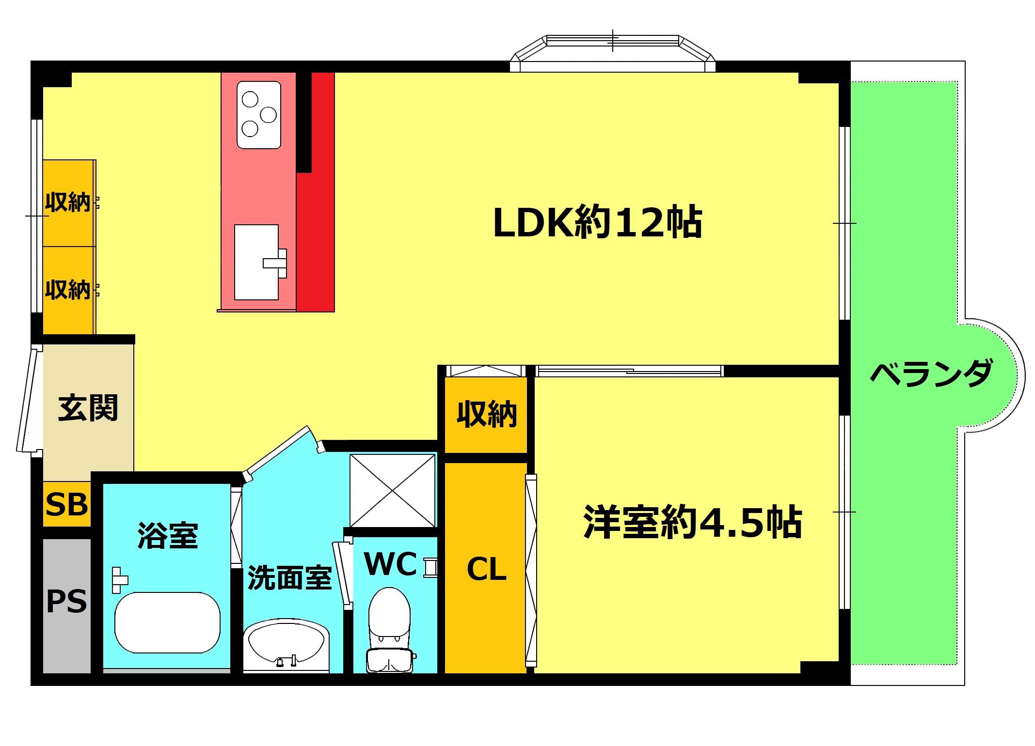 有馬パレス禁野(1LDK/2階)の間取り写真