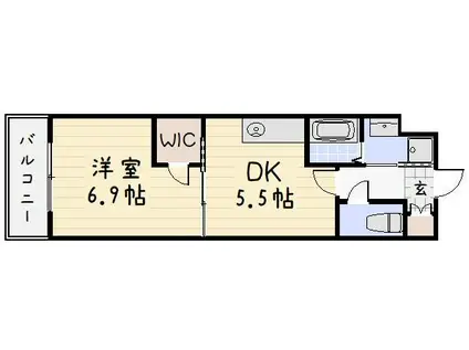 ウィングス片野II(1DK/11階)の間取り写真