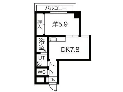リリーマンション(1DK/2階)の間取り写真