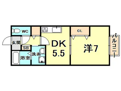 メゾン高松Ⅴ A棟(1DK/2階)の間取り写真