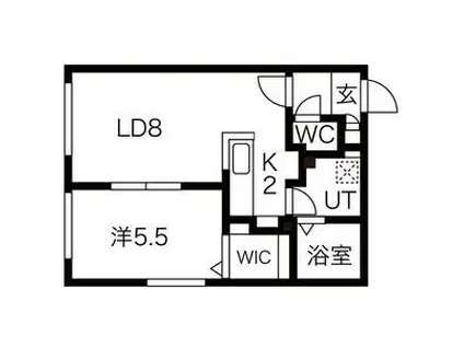 フィオリトゥラハッサム(1LDK/2階)の間取り写真