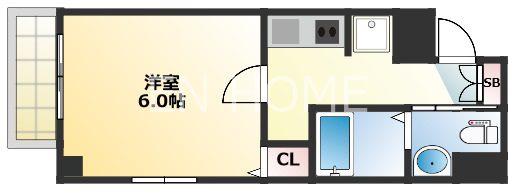 シーガルハイツ心斎橋イースト(1K/2階)の間取り写真