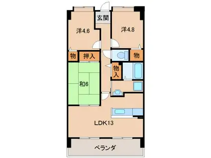 グランディール山十(3LDK/3階)の間取り写真