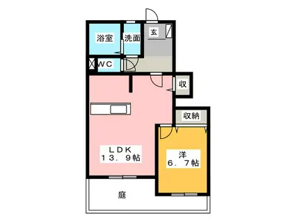 サンプレイスM B棟(1LDK/1階)の間取り写真