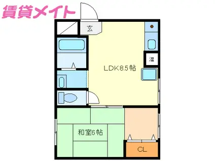 ウイングルートII(1DK/4階)の間取り写真