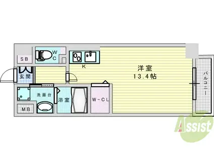 メゾンドボヌール(ワンルーム/5階)の間取り写真
