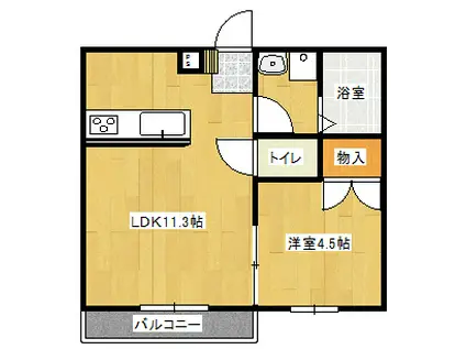 メゾンドソレイユ(1LDK/1階)の間取り写真