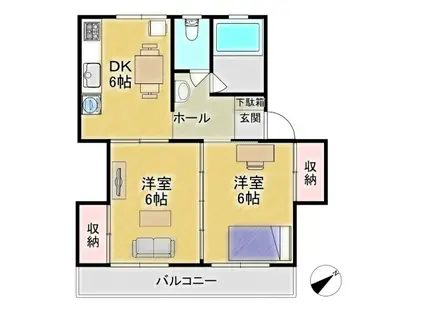 東大宮ハイツ(2DK/2階)の間取り写真