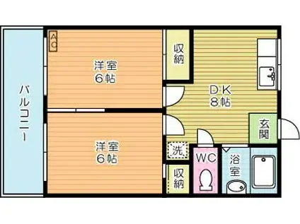 GRAND-RESIDE PHOENIXグランドリサイドフェニックス(2DK/2階)の間取り写真