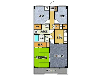 サンマリーナつくば(3LDK/2階)の間取り写真