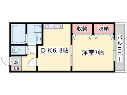 エステート英賀(1DK/2階)の間取り写真