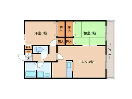 シンフォニーコートII(2LDK/2階)の間取り写真