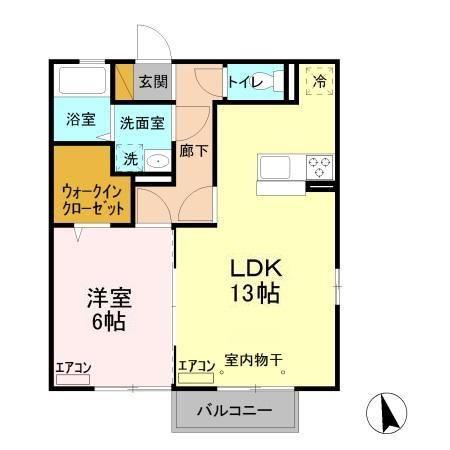 エクセルEF(1LDK/2階)の間取り写真