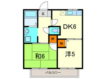 ドミール西宮北口(2DK/1階)の間取り写真