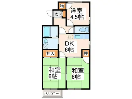 コーポエンゼルA(3DK/2階)の間取り写真