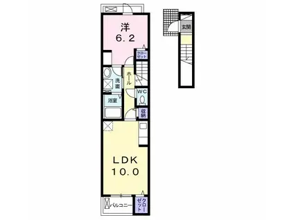 ラインハイム横代(1LDK/2階)の間取り写真