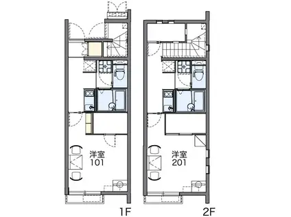 レオネクストKTY 白浜II(1K/1階)の間取り写真