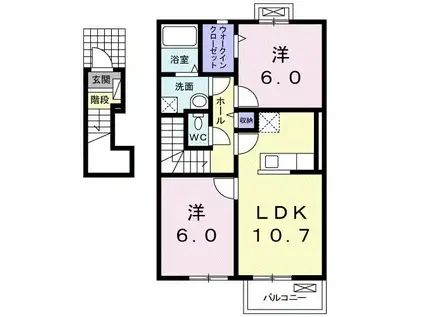 アヴァンツァート(2LDK/2階)の間取り写真