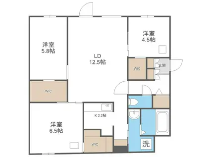 LE CLAIR MINAMIMARUYAMAルクレールミナミマルヤ(3LDK/2階)の間取り写真