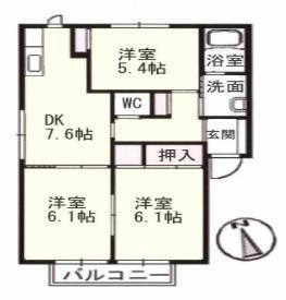シャルム34(3DK/2階)の間取り写真