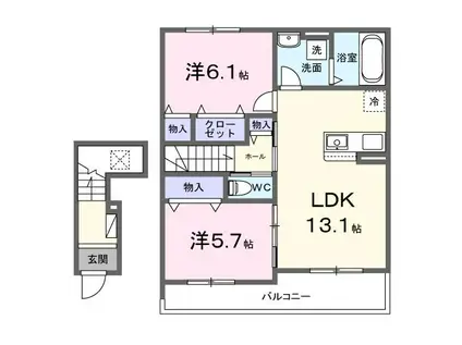 セレーノA(2LDK/2階)の間取り写真