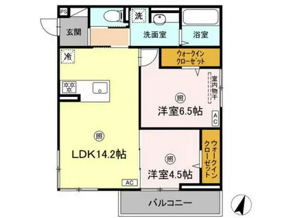 フェリーチェ西原(2LDK/1階)の間取り写真