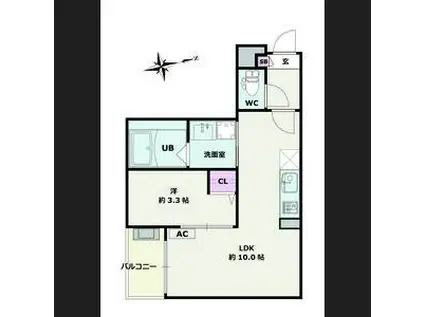 JACK FUNAMACHI I(1LDK/1階)の間取り写真